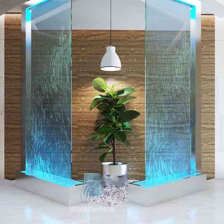 waterfall panel glassAnd indoor and outdoor water fall